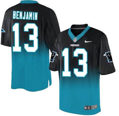Nike Panthers #13 Kelvin Benjamin Black/Blue Men's Stitched NFL Elite Fadeaway Fashion Jersey - Click Image to Close